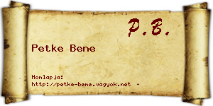Petke Bene névjegykártya